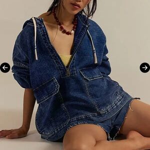 Free people Casey denim pullover -pool tides.